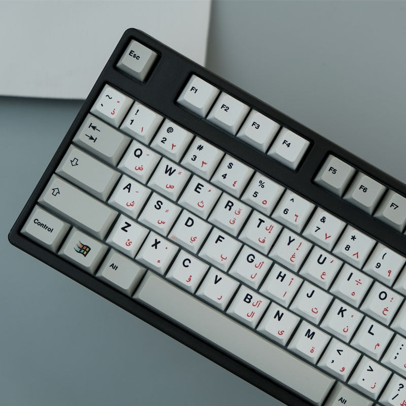 Arabic Thick Gray White Keycaps