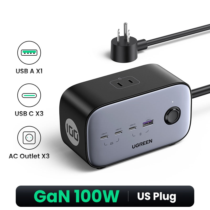 【New-in Sale】UGREEN 100W Desktop Charger Power Strip Charging Station Fast Charger For Laptop Macbook iPhone 14 13 Phone Charger