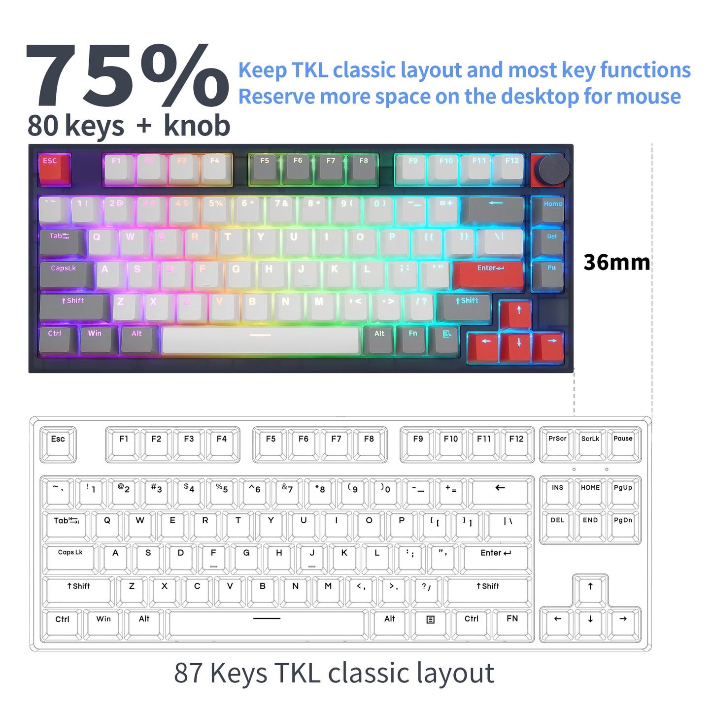 SKYLOONG GK75 Mechanical Keyboard 75%  -OPTICAL-