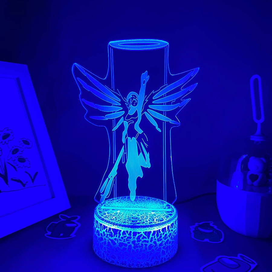 Overwatches OW Game Figure Mercy 3D Night Lights