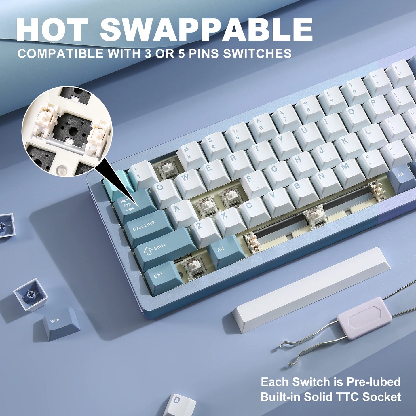 YUNZII AL71 68% CNC Aluminum Hot Swappable Gasket Wireless Mechanical Keyboard