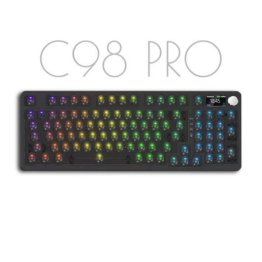 CXTECH C98PRO Mechanical Keyboard (Kit) Wireless RGB with Programmable Screen and Knob 98Keys