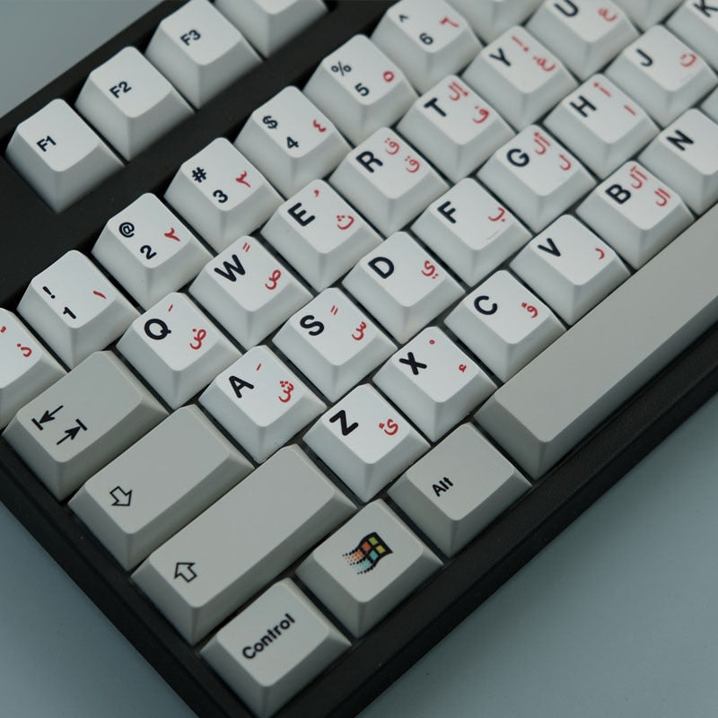 Arabic Thick Gray White Keycaps