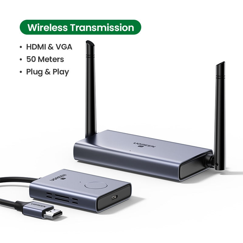 【NEW-IN】UGREEN Wireless HDMI Extender Video Transmitter &amp; Receiver Kit 5G 50M Transmits Display Dongle for TV PC PS5/4 Monitor