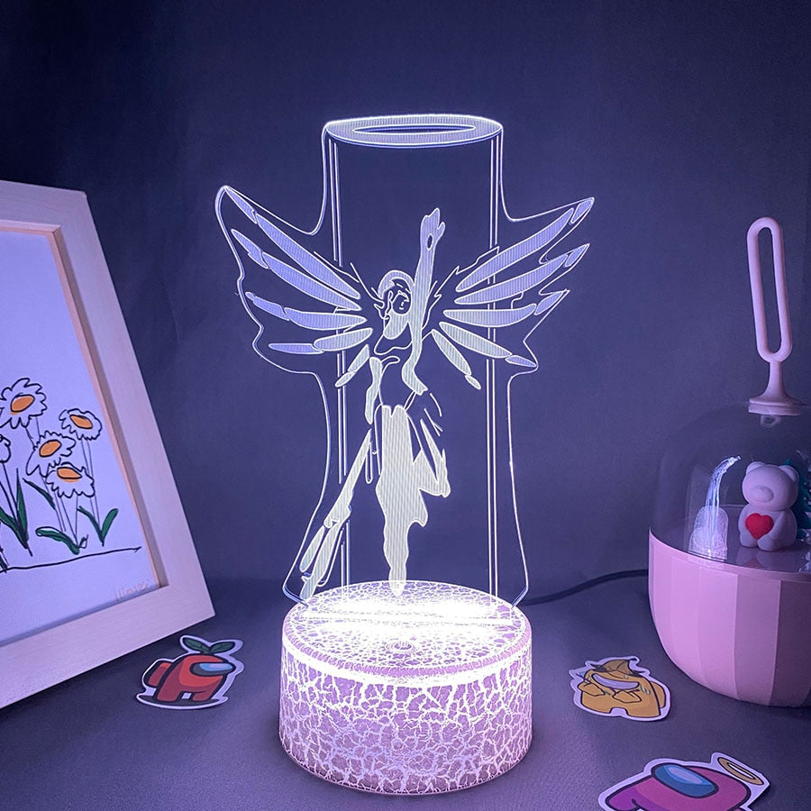 Overwatches OW Game Figure Mercy 3D Night Lights