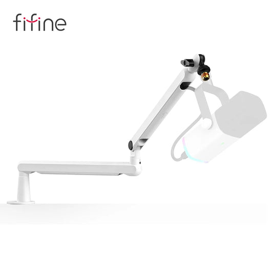 BM88 FIFINE (White+Black) Low-profile Boom Arm Microphone Stand