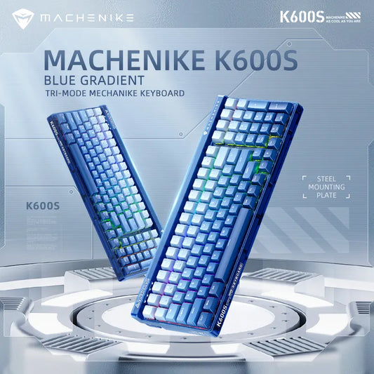 لوحة مفاتيح ميكانيكية لاسلكية Machenike K600S 96% قابلة للتبديل السريع PBT مزدوجة اللقطة Keycap RGB بإضاءة خلفية ثلاثية الوضع 