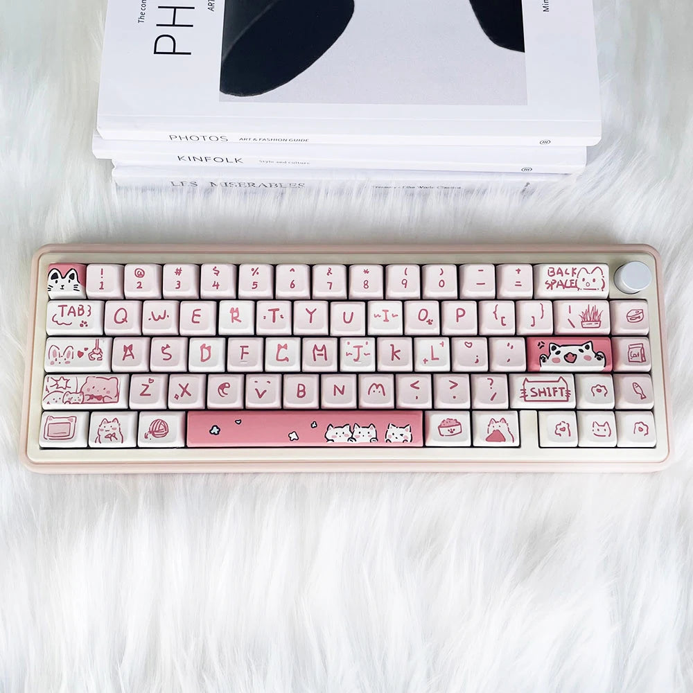 Pink Cat MDA PBT Keycaps