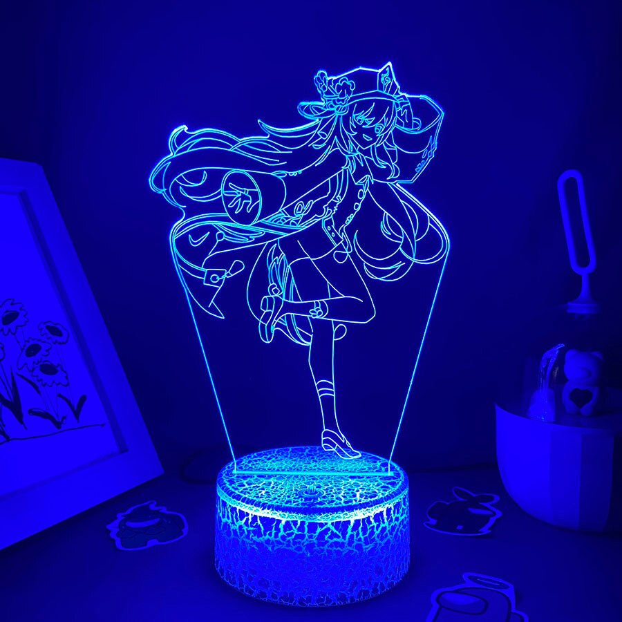 Genshin Impact Game Figure Hutao 3D Led Nightlight