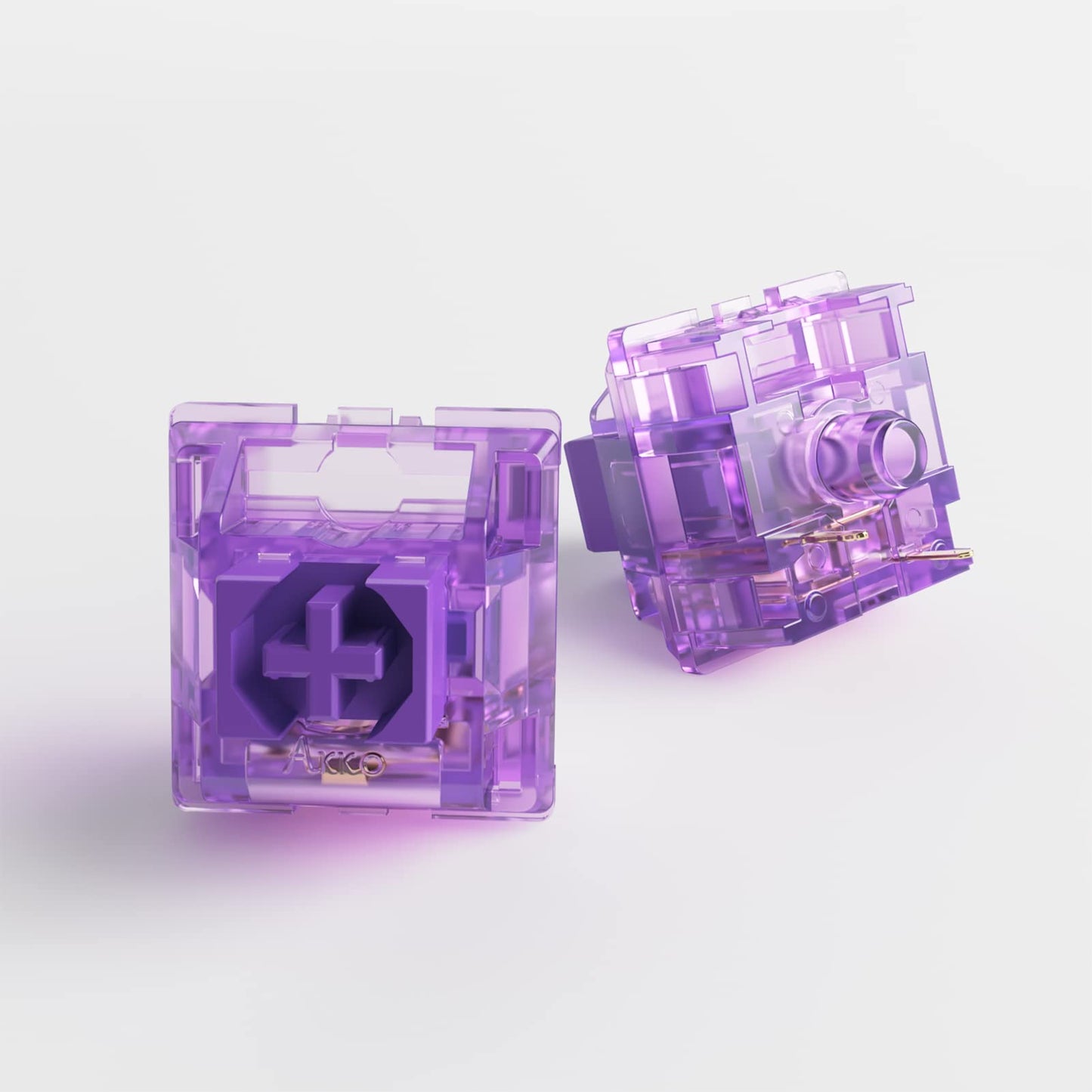 Akko CS Jelly Purple Switches 3 Pin 40gf مفتاح اللمس مع جذع مقاوم للغبار متوافق مع لوحة المفاتيح الميكانيكية MX (45 قطعة) 