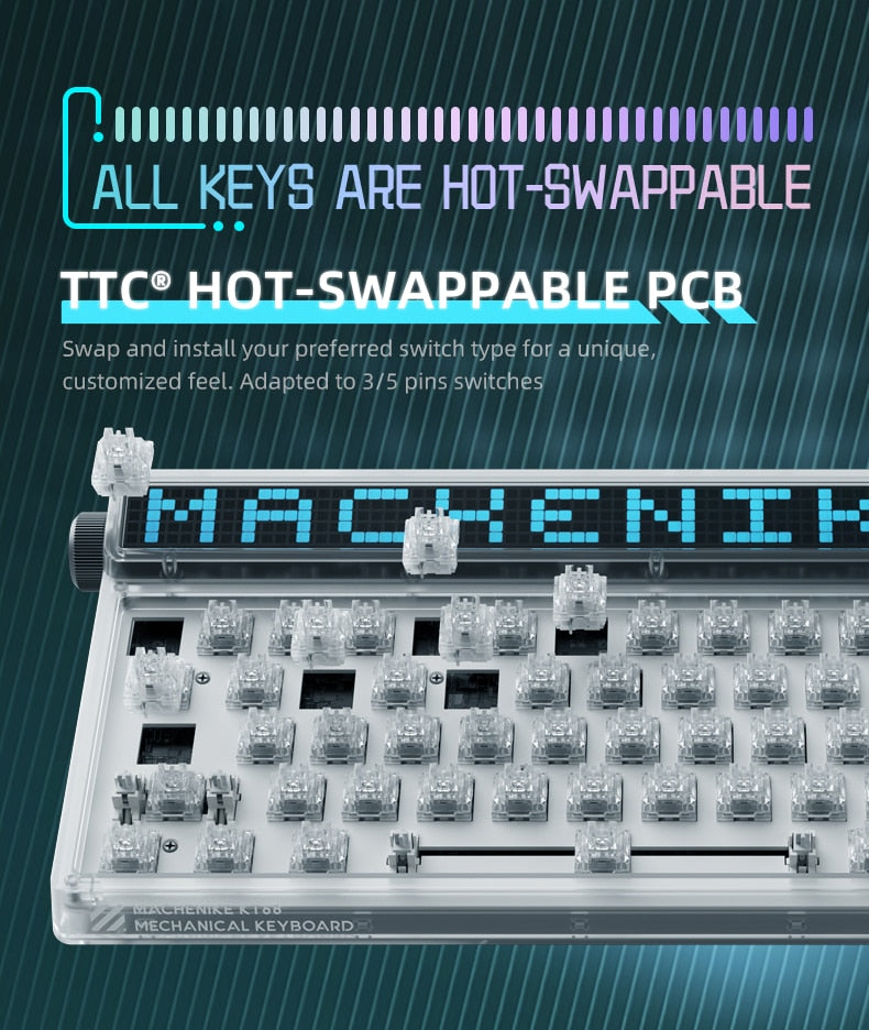 Machenike KT68 Pro Smart Screen Mechanical Keyboard