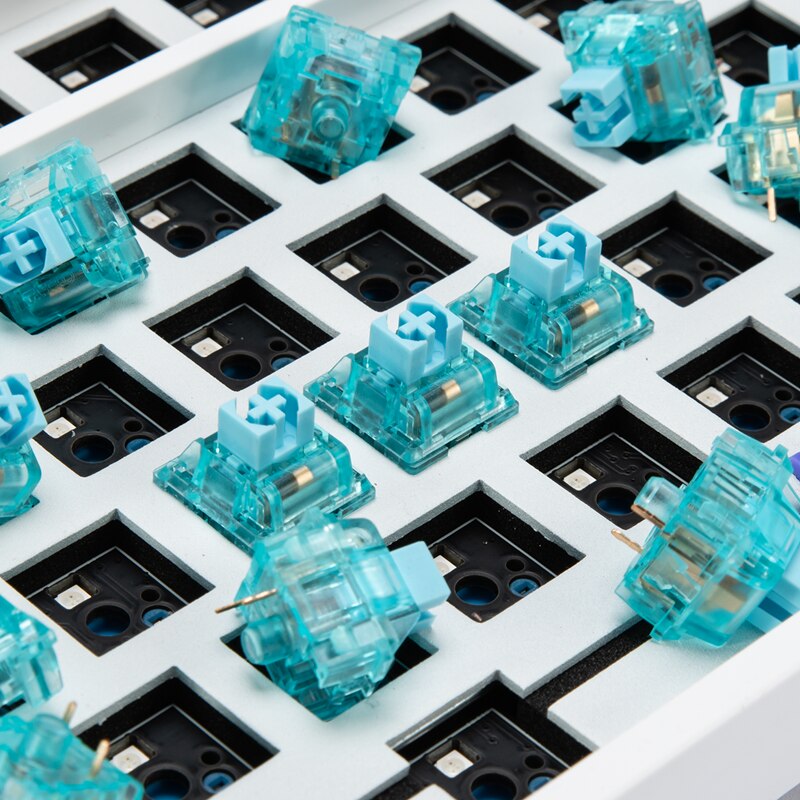 Akko x Monsgeek CS Jelly Blue Switches 3 Pin 40gf مفتاح اللمس متوافق مع لوحة المفاتيح الميكانيكية MX (110 قطعة)