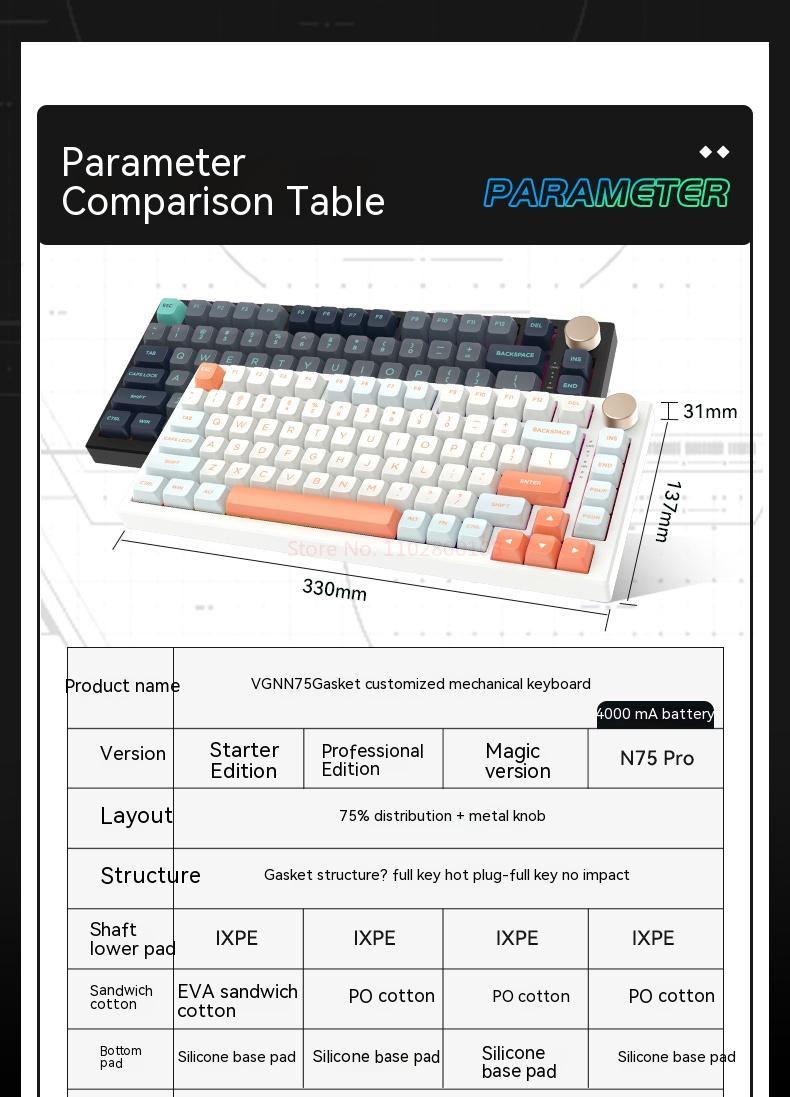 Vgn N75 Pro Wireless Keyboard Tri-mode