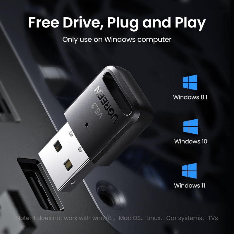 UGREEN USB بلوتوث 5.3 5.0 دونغل محول للكمبيوتر المتكلم لوحة مفاتيح وماوس لاسلكية الموسيقى استقبال الصوت الارسال بلوتوث