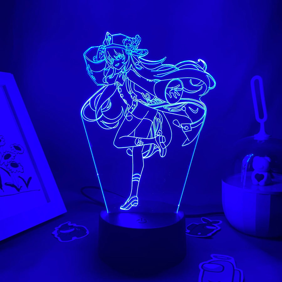 Genshin Impact Game Figure Hutao 3D Led Nightlight