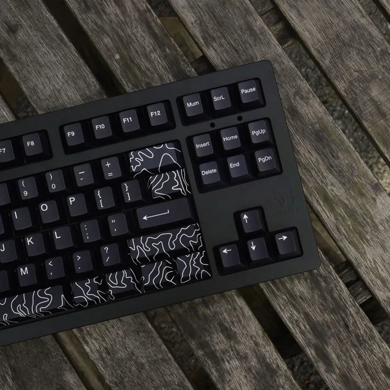 Limited Edition Black Topo keycaps 142 Key PBT Dye Sublimation Cherry profile