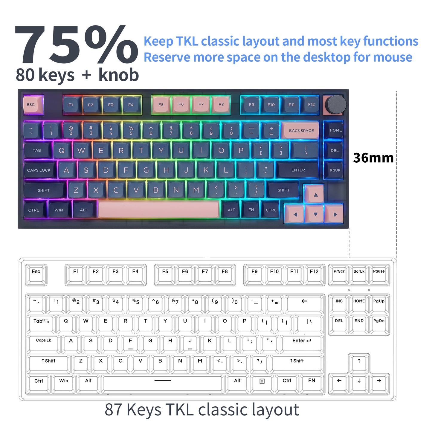 SKYLOONG GK75 Mechanical Keyboard 75%  -OPTICAL-