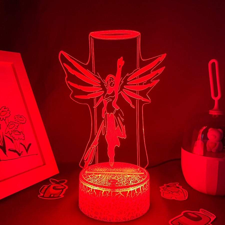 Overwatches OW Game Figure Mercy 3D Night Lights