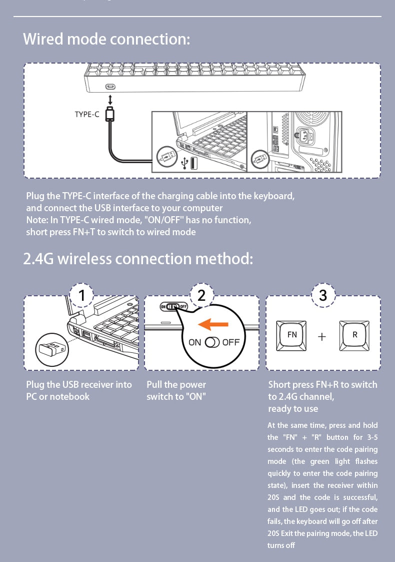 Aigo A68 Bluetooth Mechanical Keyboard Tri-Mode