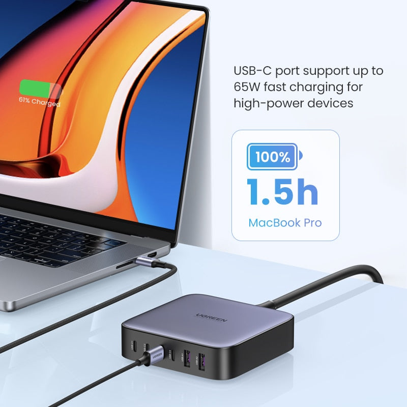 【NEW-IN】UGREEN 200W GaN Charger Desktop Laptop Fast Charger Adapter For iPhone 14 Pro Max Xiaomi Samsung Tablets Phone Charger