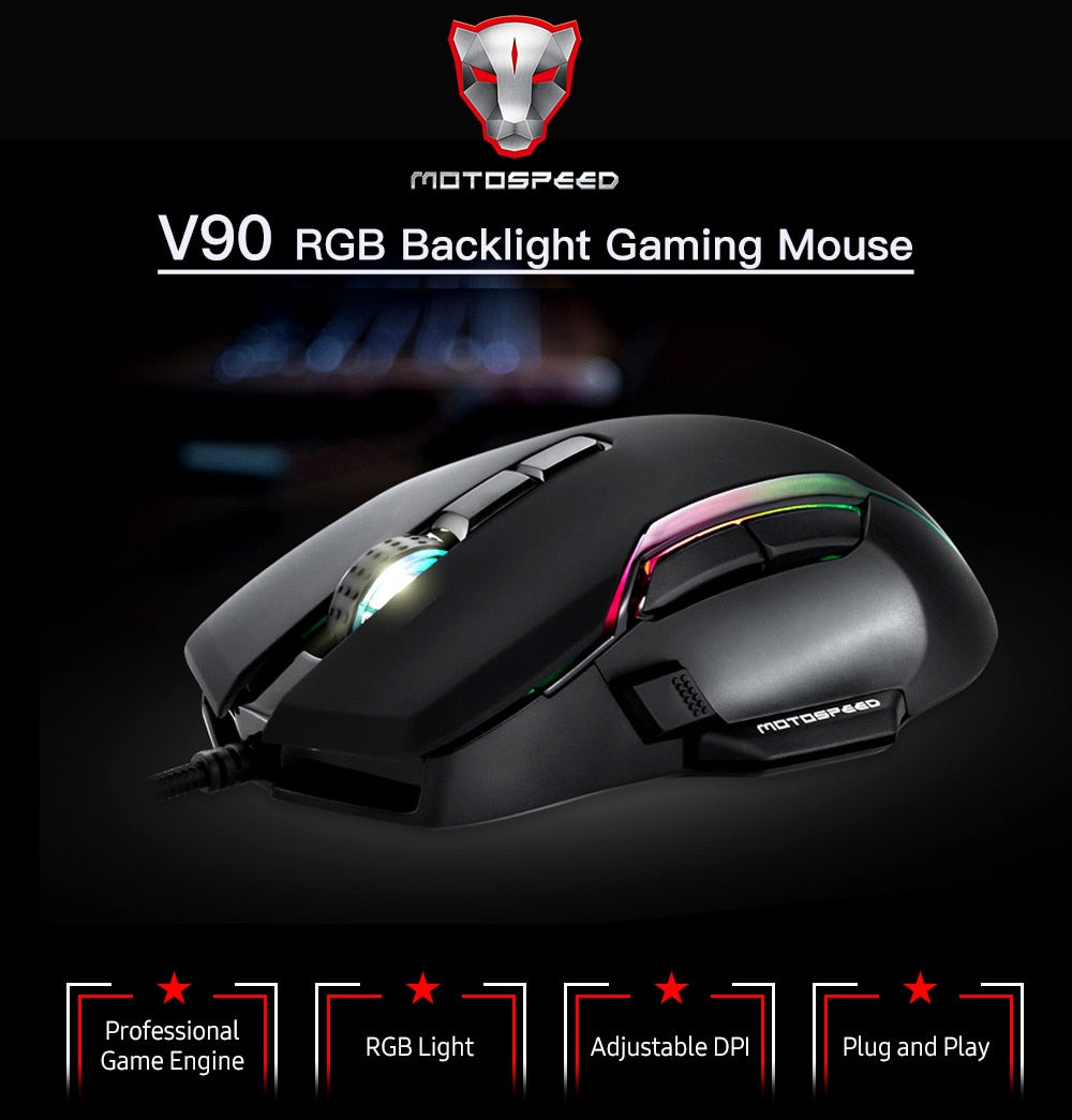 Motospeed V90 Wired Gaming Mouse 5000 DPI