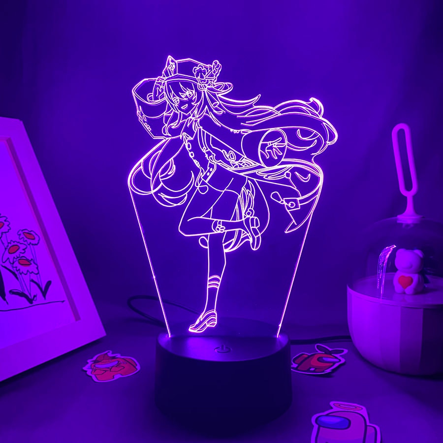 Genshin Impact Game Figure Hutao 3D Led Nightlight