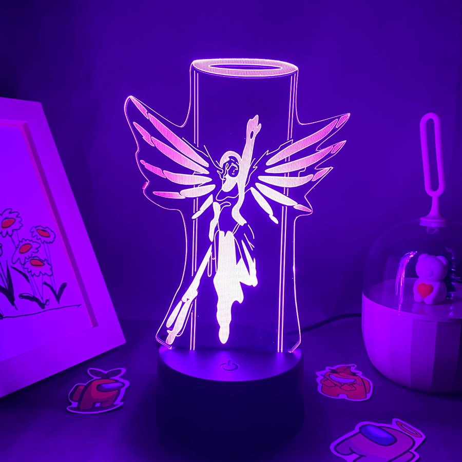 Overwatches OW Game Figure Mercy 3D Night Lights