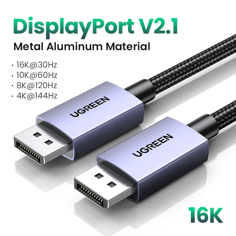 UGREEN 16K Displayport Cable DP2.1 8K 4K144Hz Video Audio Cable for Xiaomi TV Box PC Laptop Monitor Game DP Cable Display Port