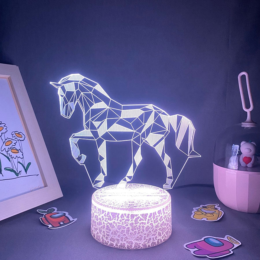 Cute Animal Horse 3D LED Neon Lava Lamps