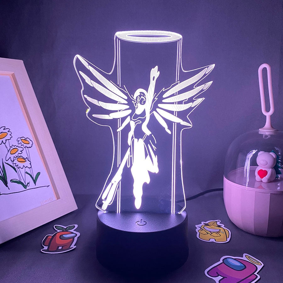 Overwatches OW Game Figure Mercy 3D Night Lights