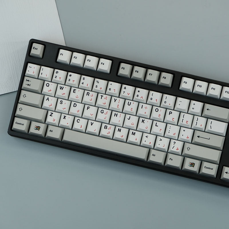 Arabic Thick Gray White Keycaps