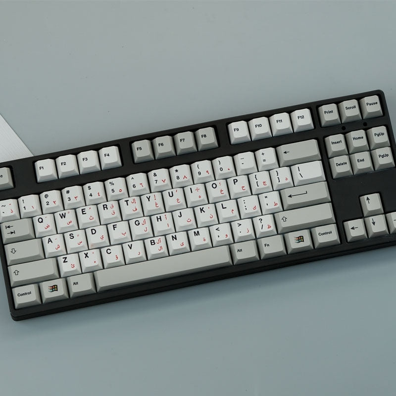 Arabic Thick Gray White Keycaps