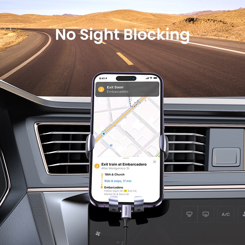 【بيع التصفية】حامل هاتف السيارة UGREEN حامل هاتف بفتحة تهوية لهاتف Xiaomi Samsung iPhone 12 13 14 حامل سيارة الجاذبية التلقائي