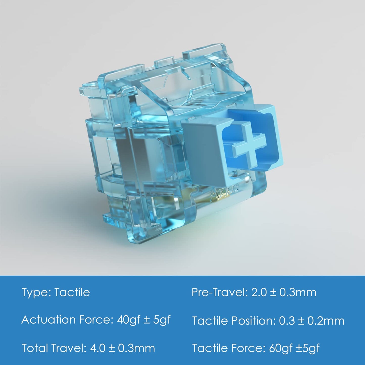 Akko x Monsgeek CS Jelly Blue Switches 3 Pin 40gf Tactile Switch Compatible for MX Mechanical Keyboard (110pcs)