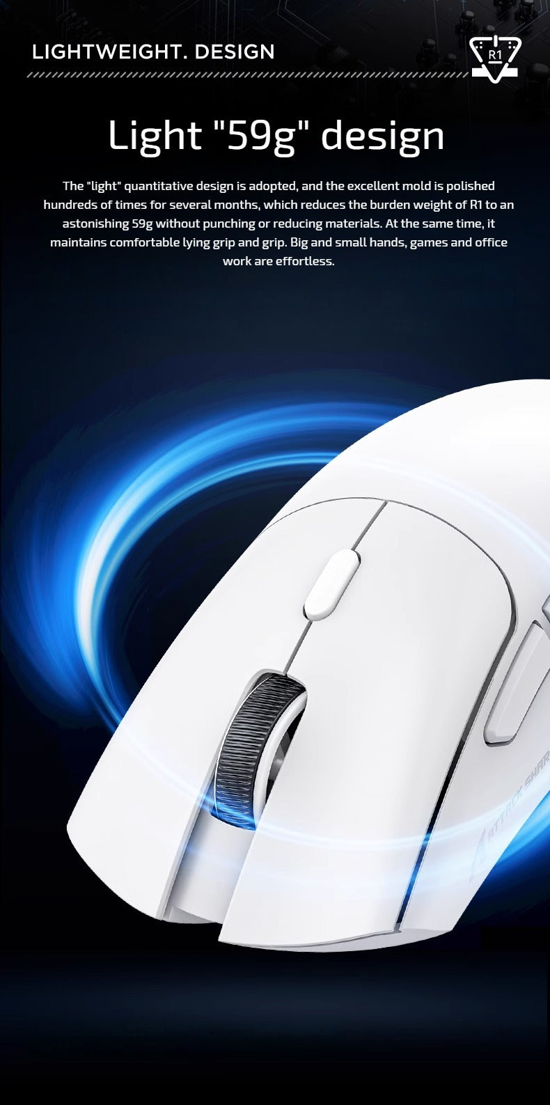 Attack Shark R1 Lightweight 59g 18k dpi Gaming Mouse