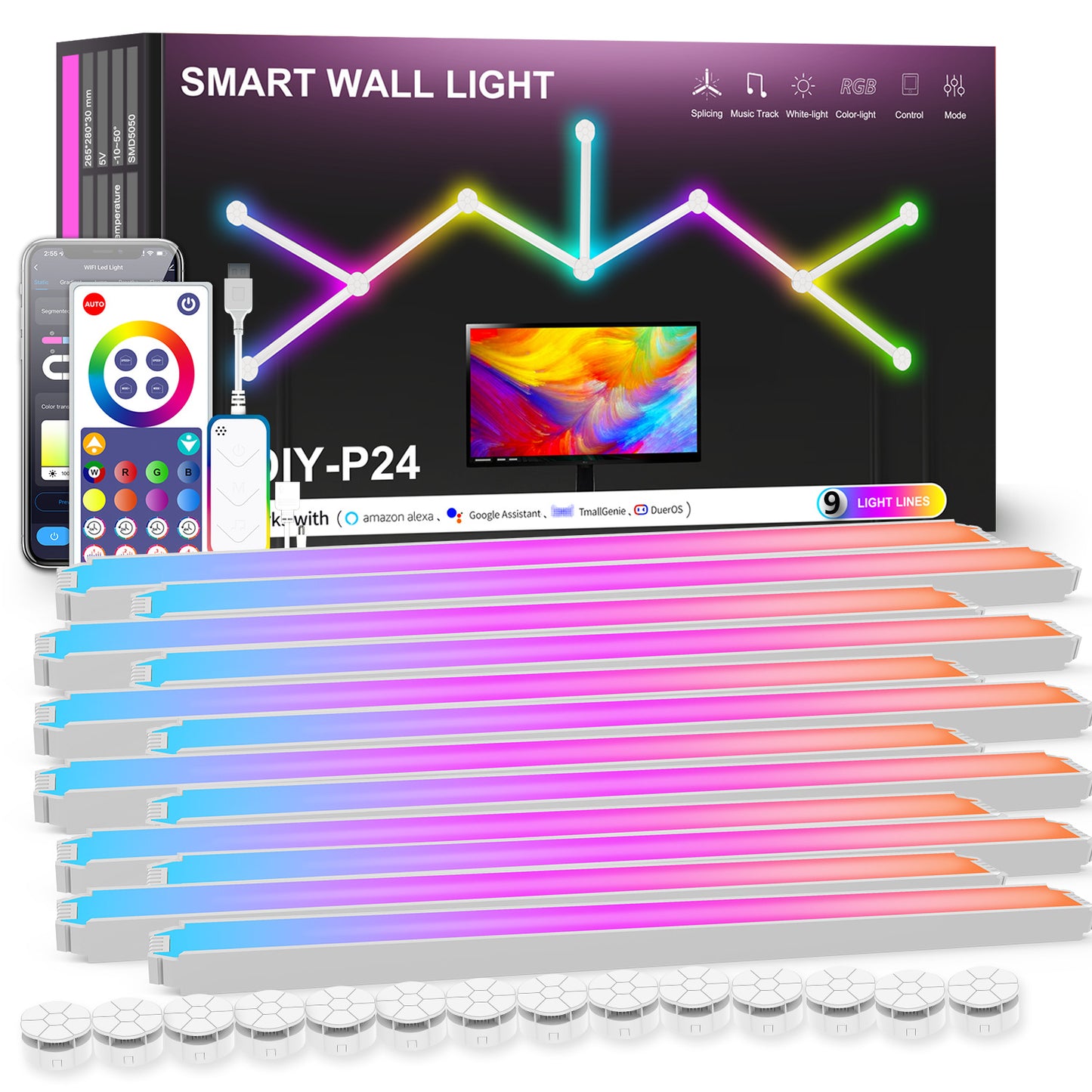 WIFI LED Smart Wall Lamp RGBIC Light Bar