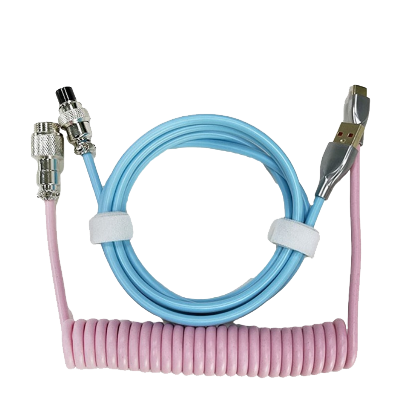 1.8M Blue & Pink Coiled Cable type C