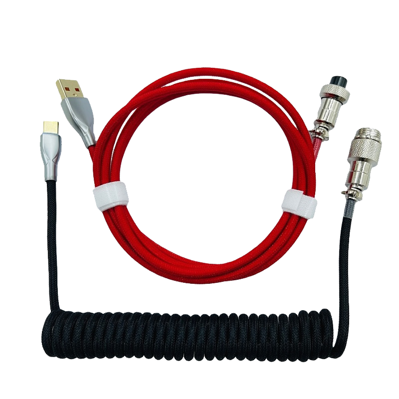 1.8M Red & Black Coiled Cable type C