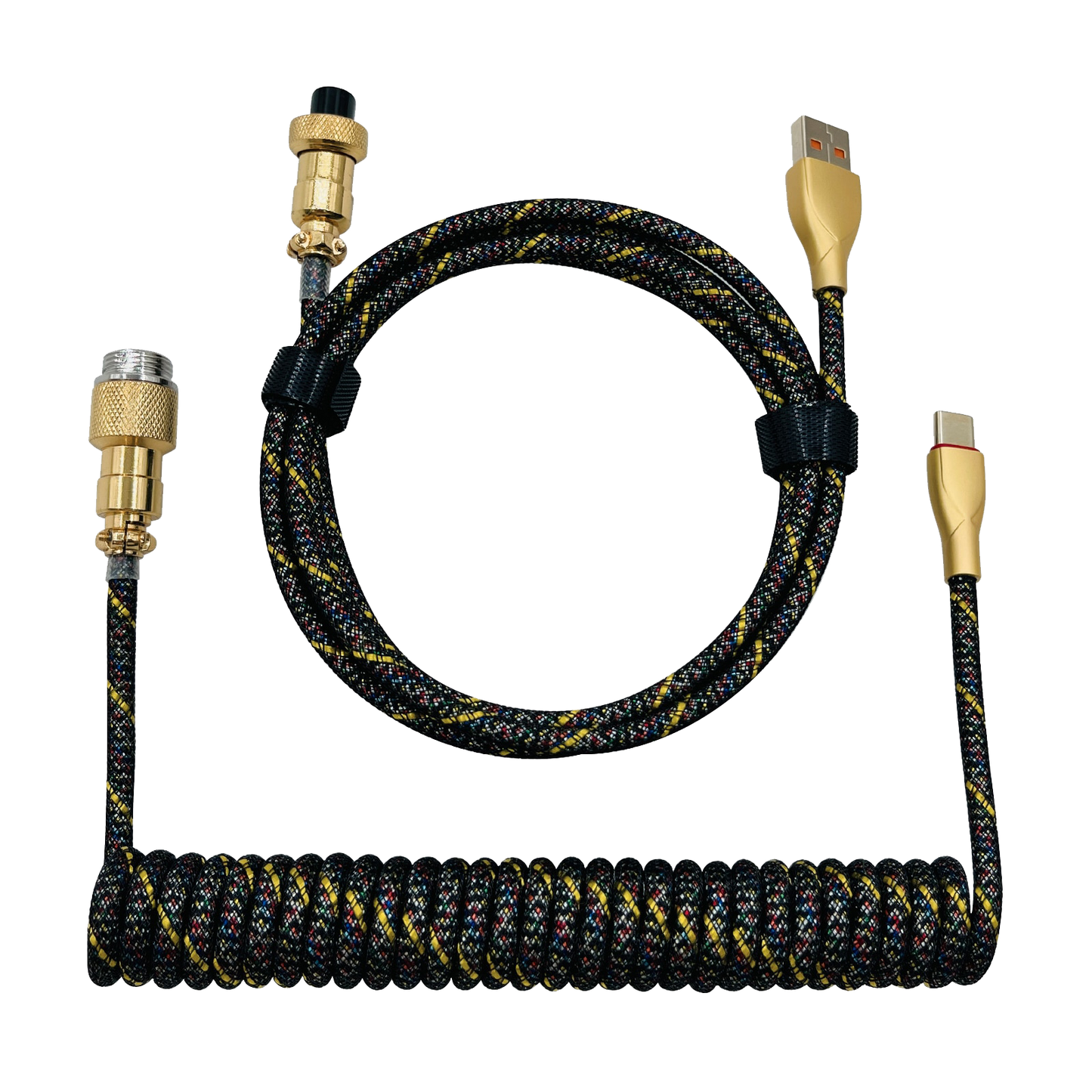 1.8M Black & Gold RGB Coiled Cable type C