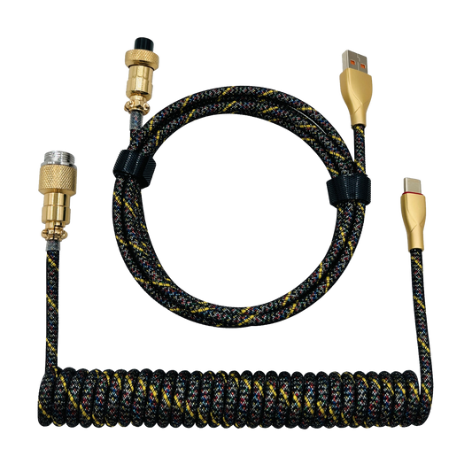 1.8M Black & Gold RGB Coiled Cable type C