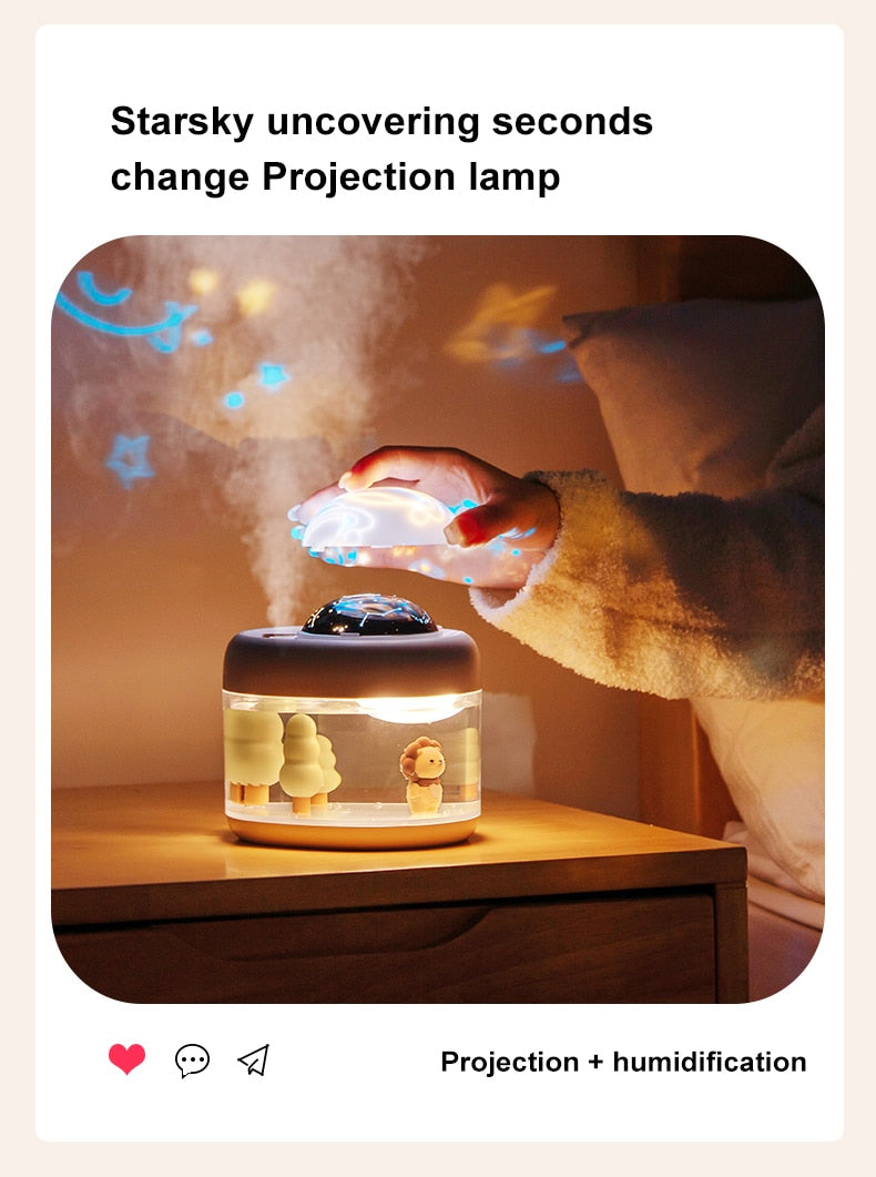 Tank Projection Lamp Wireless Air Humidifier Light