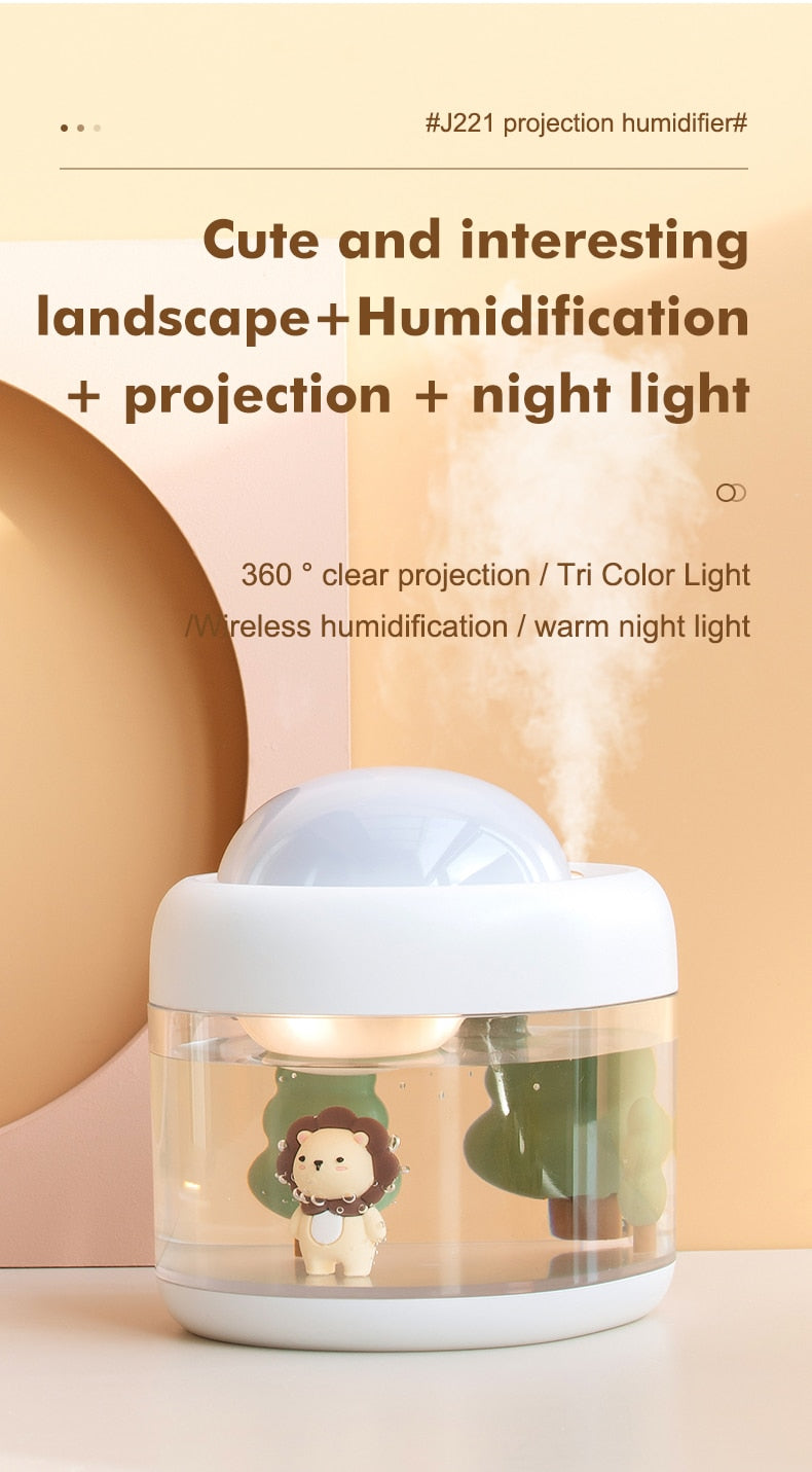 Tank Projection Lamp Wireless Air Humidifier Light