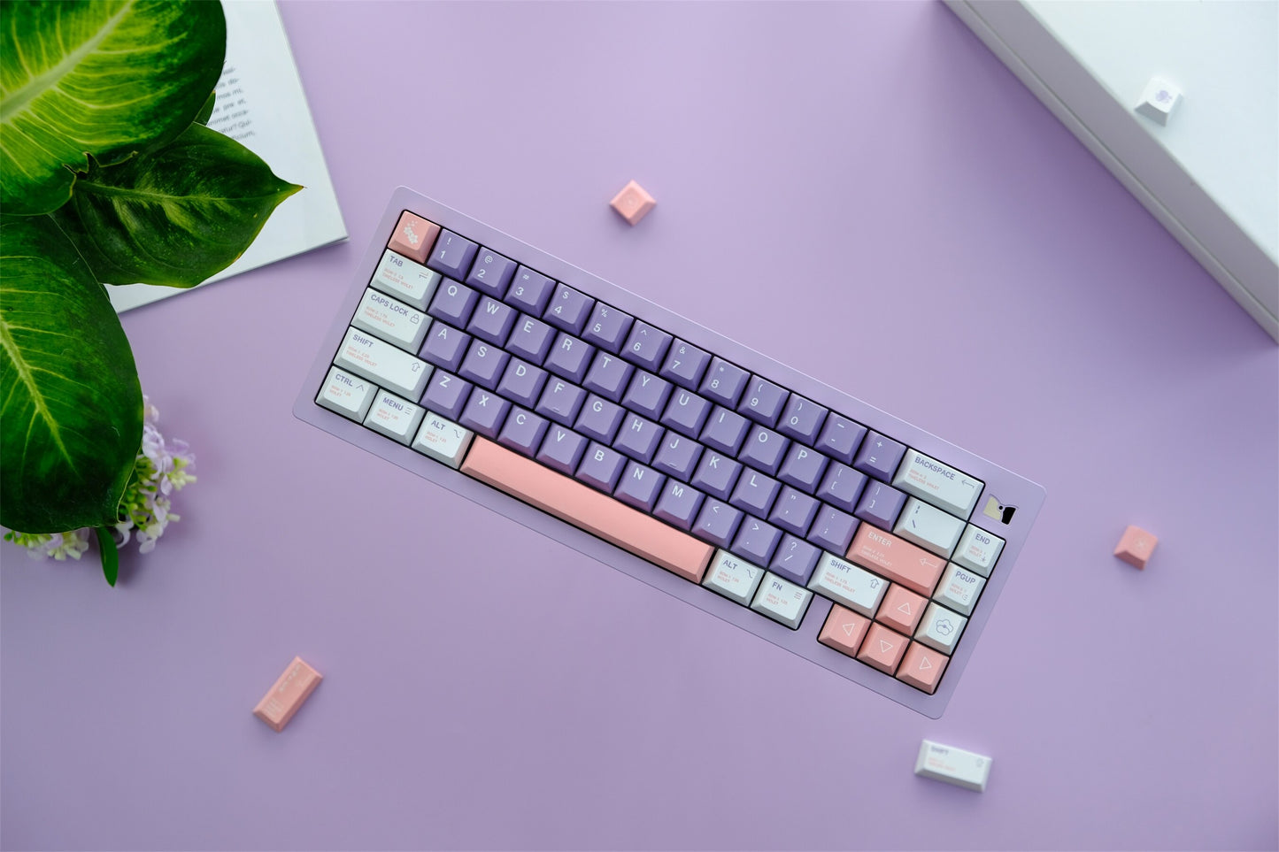 Violet Themed PBT Keycaps cherry profile