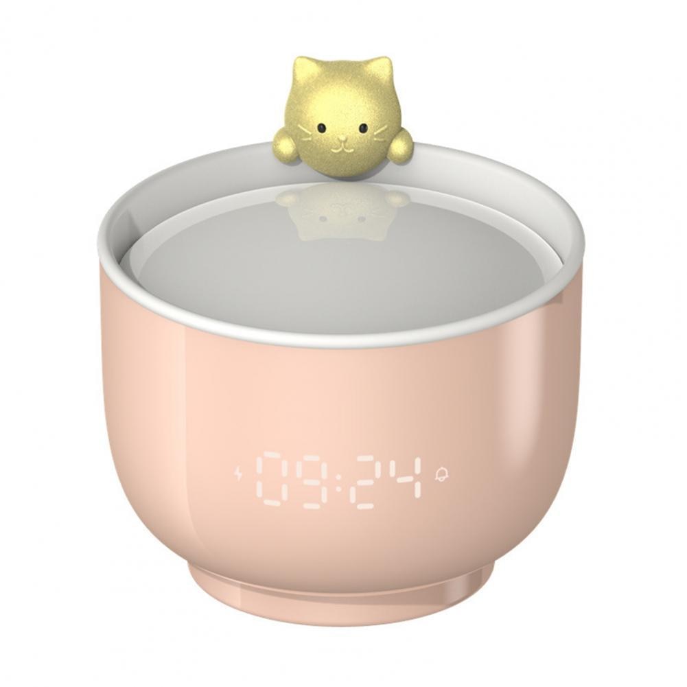 Cat Teacup Lamp Touch Sensor Nightlight with Alarm Clock