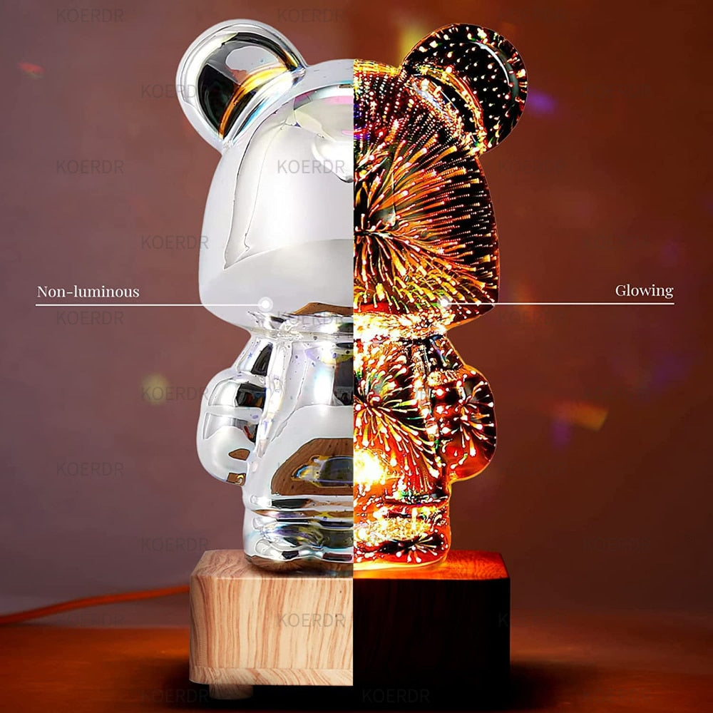 3D Projection Fireworks Bear Night Light