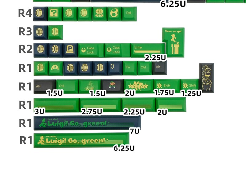 Luigi PBT KCA Profile Keycaps