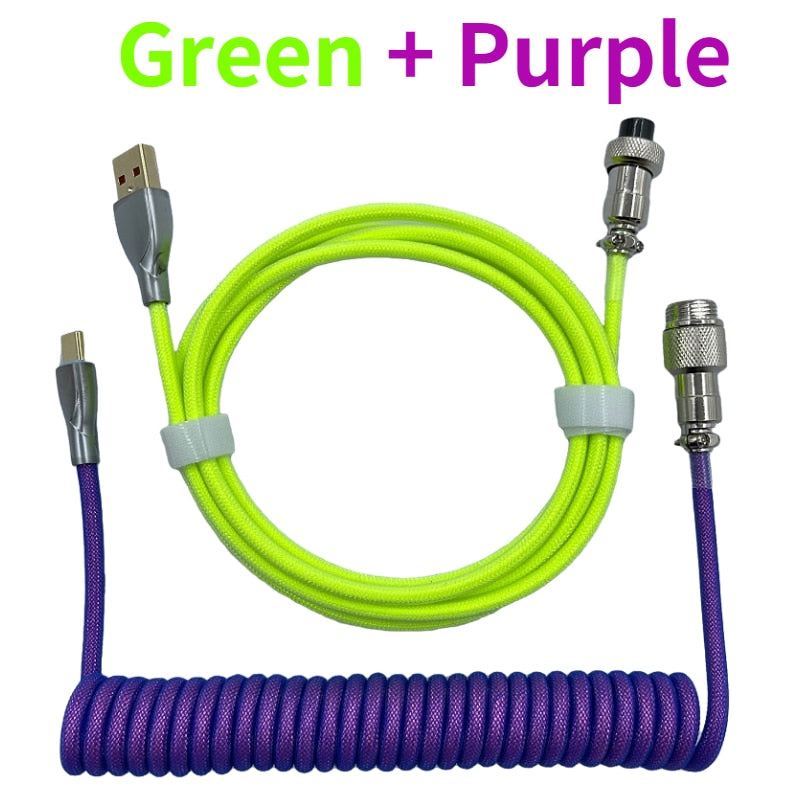 1.8M Green & Purple Coiled Cable type C