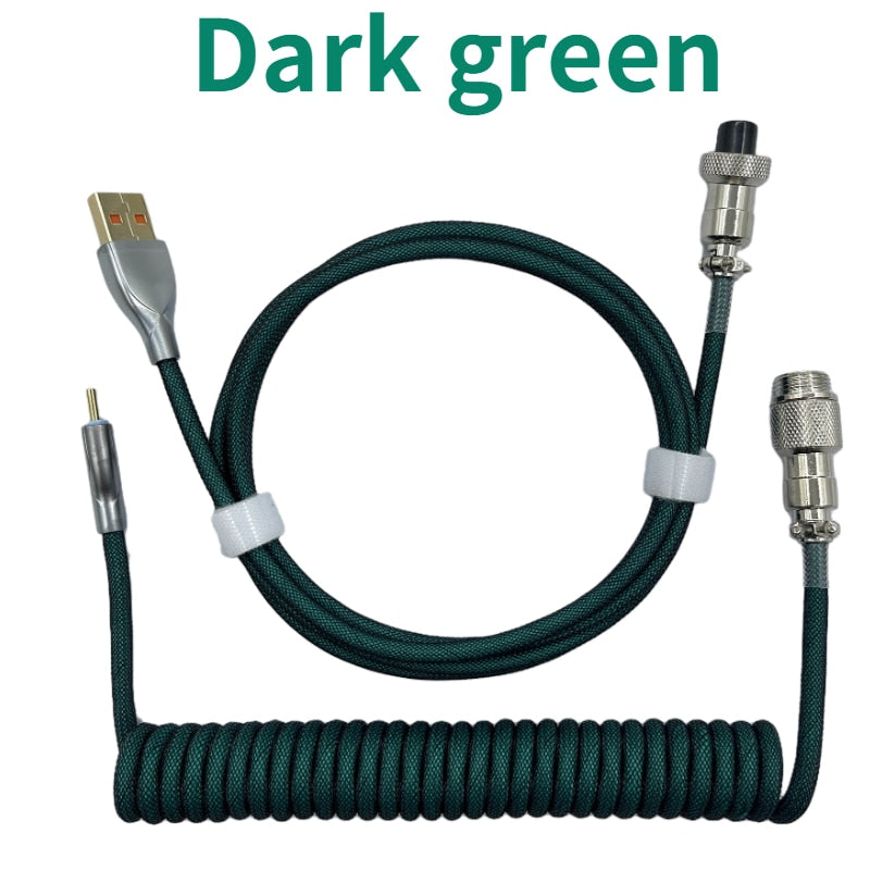 1.8M Dark Green Coiled Cable type C