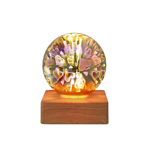 Magic Glass Ball Night Light with Wood Base