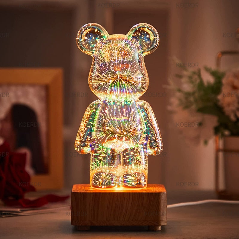 3D Projection Fireworks Bear Night Light